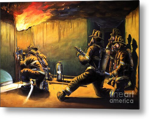 Firefighting Metal Print featuring the painting Devil's Doorway II by Paul Walsh