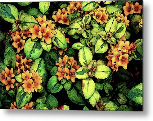 Digital Painting Metal Print featuring the photograph Digital Painting Quilted Garden Flowers 2563 DP_2 by Steven Ward