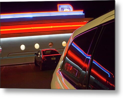 Night Metal Print featuring the photograph Diner 66 by Micah Offman
