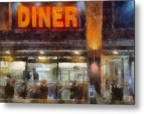 Diner Restaurant Eat Eatery Dine Dining Gather Supper Dinner Metal Print featuring the digital art Diner by Frances Miller