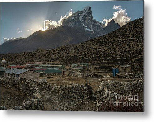 Everest Metal Print featuring the photograph Dingboche Evening Sunrays by Mike Reid