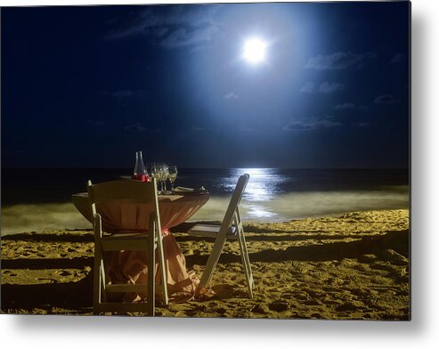 Punta Cana Metal Print featuring the photograph Dinner for Two in the Moonlight by Nicole Lloyd