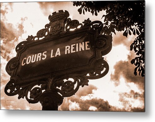 Distressed Metal Print featuring the photograph Distressed Parisian Street Sign by Paul Warburton