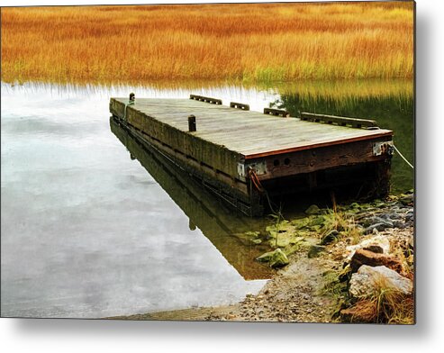 Maine Lobster Boats Metal Print featuring the photograph Dock And Marsh by Tom Singleton