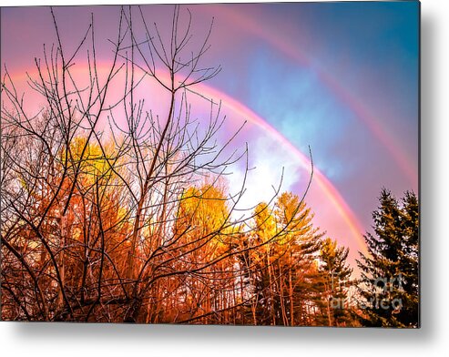 Sunsets Metal Print featuring the photograph Double rainbow-HDR by Claudia M Photography
