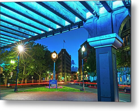 Lynn Metal Print featuring the photograph Downtown Lynn at Night Lynn MA Clock by Toby McGuire