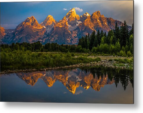 Canyon Metal Print featuring the photograph Dramatic Grand Teton Sunrise by Serge Skiba