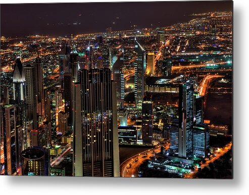 Dubai Metal Print featuring the photograph Dubai at Night by Shawn Everhart