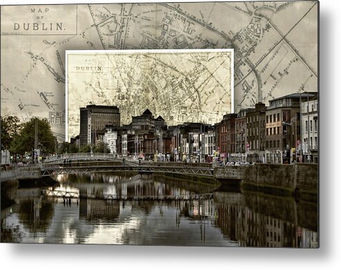 Dublin Skyline Mapped Metal Print featuring the photograph Dublin Skyline Mapped by Sharon Popek