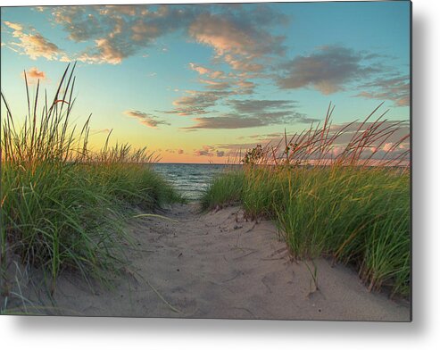 Sand Dune Metal Print featuring the photograph Dune Path at Sunset by Jackie Novak