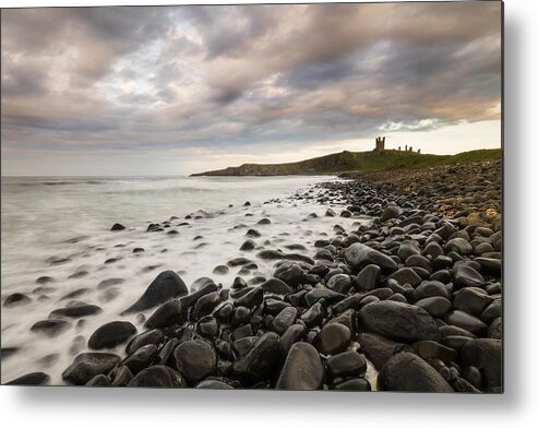 Coast Metal Print featuring the photograph Dunstanburgh Castle sunset by Chris Smith