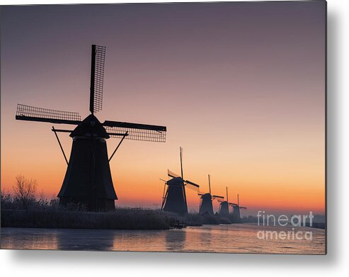 Windmill Metal Print featuring the photograph Dutch Dawn by David Lichtneker