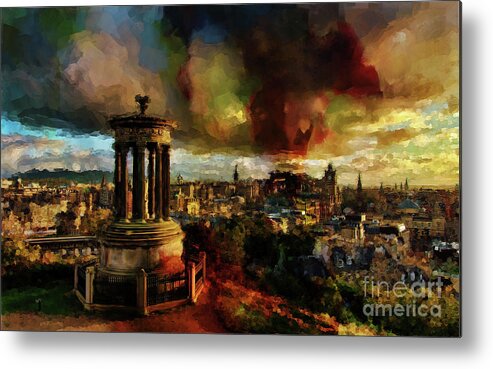 City Metal Print featuring the painting Edinburgh Scotland 01 by Gull G