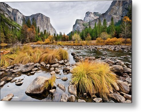 Autumn Metal Print featuring the photograph El Capitan and the Merced River in the Fall by Jeff Goulden