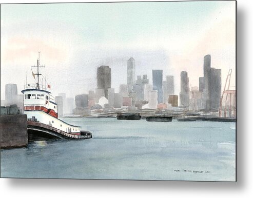 Seattle Metal Print featuring the painting Elliott Bay Tugboat by Mimi Boothby