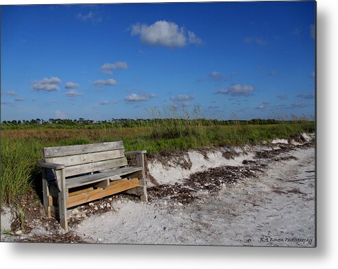 Landscape Metal Print featuring the photograph Empty Bench by Barbara Bowen