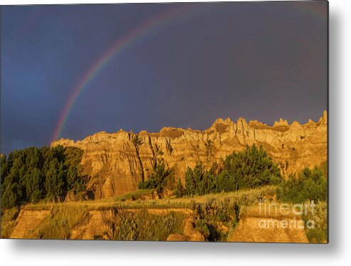 Badlands Metal Print featuring the photograph End of the Rainbow by Karen Jorstad