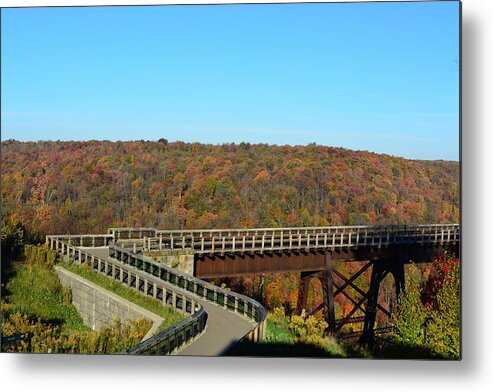 Kinzua Skywalk Metal Print featuring the photograph Enter The Kinzua Skywalk by Shelley Smith