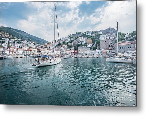 Aegis Metal Print featuring the photograph entering port Hydra by Hannes Cmarits