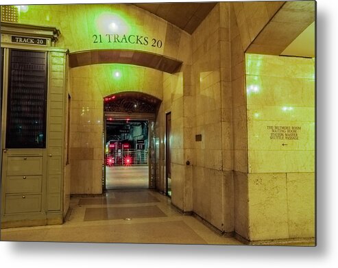 Grand Central Metal Print featuring the photograph Entrance to Tracks at Grand Central Terminal by SAURAVphoto Online Store