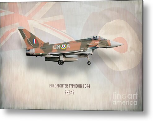 Typhoon Metal Print featuring the digital art Eurofighter Typhoon FGR4 ZK349 by Airpower Art