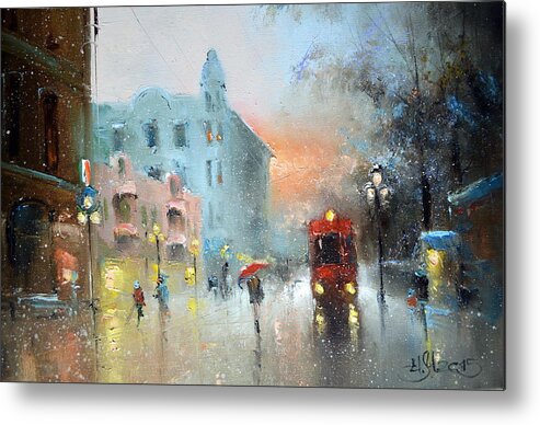 Russian Artists New Wave Metal Print featuring the painting Evening Arbat by Igor Medvedev