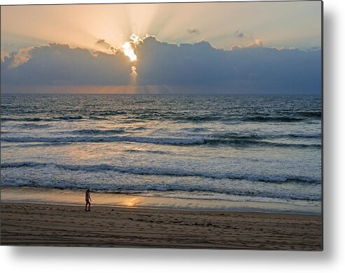 Evening Stroll On Mission Beach Metal Print featuring the photograph Evening Stroll on Mission Beach by Susan McMenamin