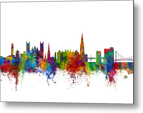 Exeter Metal Print featuring the digital art Exeter England Skyline by Michael Tompsett