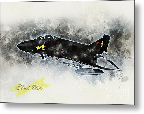 F-4 Metal Print featuring the digital art F-4 Phantom Black Mike by Airpower Art