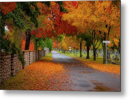 Fall Metal Print featuring the photograph Fall in the Cemetery by Allin Sorenson
