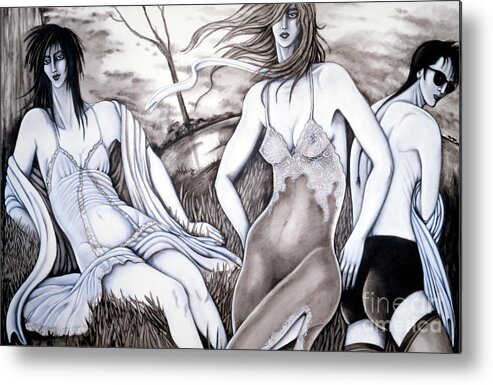 Women Metal Print featuring the painting Fall by Valerie White