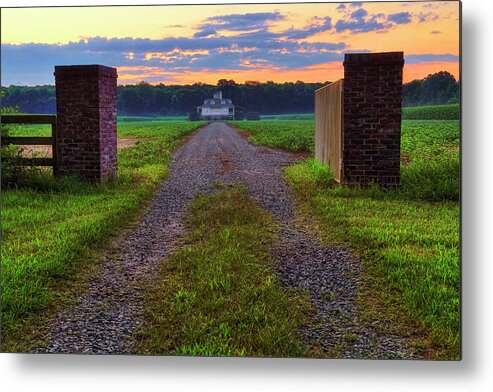 Farmhouse Metal Print featuring the photograph Farmhouse Sunrise - Arkansas - Landscape by Jason Politte