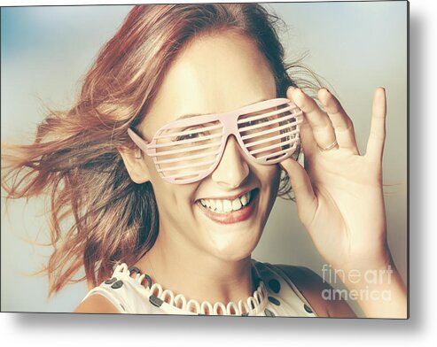 Glasses Metal Print featuring the photograph Fashion eyewear pin-up by Jorgo Photography