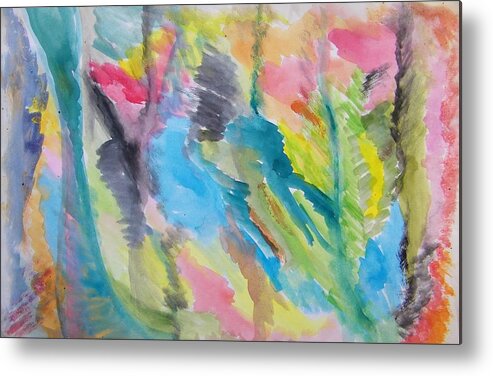 Abstract Metal Print featuring the painting Feathers by Judith Redman
