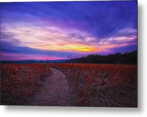 Wisconsin Landscape Metal Print featuring the photograph February Sunset and Path at Retzer Nature Center by Jennifer Rondinelli Reilly - Fine Art Photography