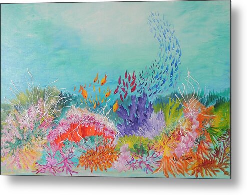 Great Barrier Reef Metal Print featuring the painting Feeding Time On The Reef by Lyn Olsen
