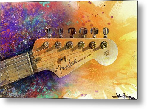 Fender Stratocaster Metal Print featuring the painting Fender Head by Andrew King
