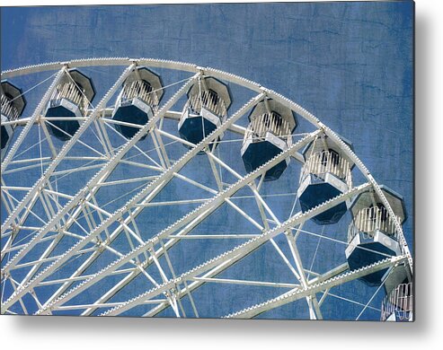 Jersey Metal Print featuring the photograph Ferris Wheel Texture Series 2 Blue by Marianne Campolongo
