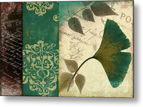 Leaves Metal Print featuring the painting Feuilles Leaves by Mindy Sommers