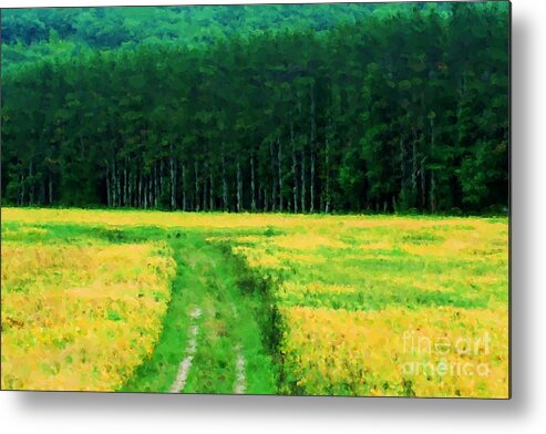 Field Metal Print featuring the painting Field Of Yellow by Smilin Eyes Treasures