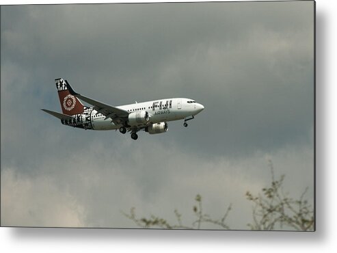Clouds Metal Print featuring the photograph Fiji Airways Inbound by E Faithe Lester