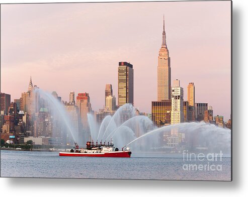 Clarence Holmes Metal Print featuring the photograph Fire Boat and Manhattan Skyline I by Clarence Holmes
