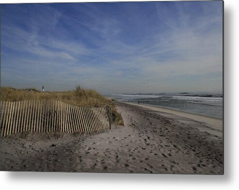 Beach Metal Print featuring the photograph Fire Island Dune Fence by Christopher J Kirby