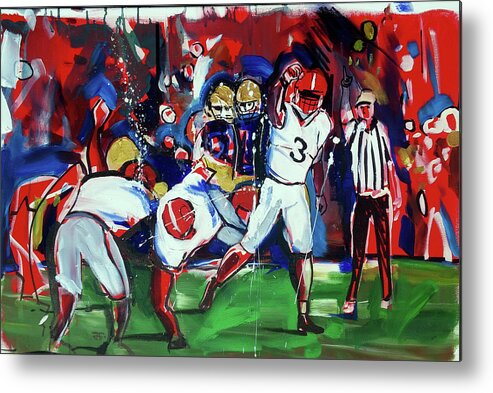  Metal Print featuring the painting First Down by John Gholson