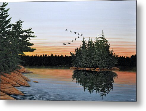 Lakes Metal Print featuring the painting First Light by Kenneth M Kirsch