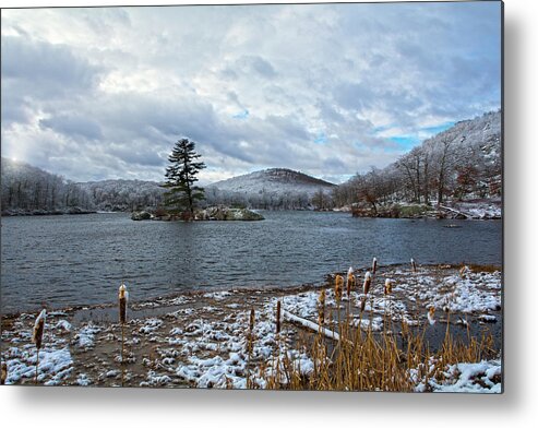 Snow Metal Print featuring the photograph First Snow At Little Long Pond by Angelo Marcialis