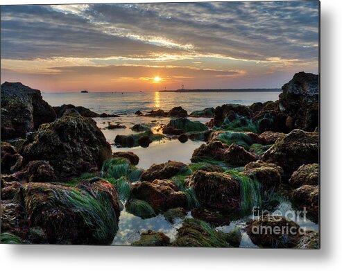 First Metal Print featuring the photograph First Sunset of 2018 by Eddie Yerkish