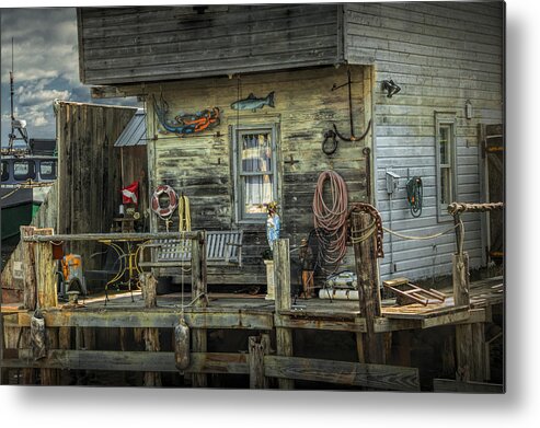 Leland Metal Print featuring the photograph Fish House on the River at Fishtown in Leland Michigan by Randall Nyhof
