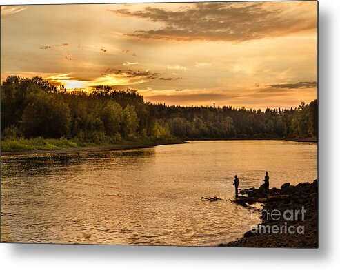 River Metal Print featuring the photograph Fishing At Sunset by Robert Bales