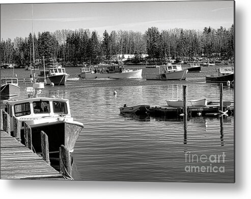 Friendship Metal Print featuring the photograph Fishing Boats in Friendship Harbor in Winter by Olivier Le Queinec